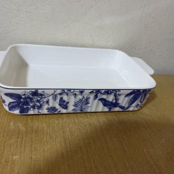 ORNAMENTO RETANGULAR FLORAL AZUL P