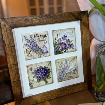 QUADRO DECOR COM 4 AZULEJOS LAVANDA 3004M-033 (31,5X31,5CM)