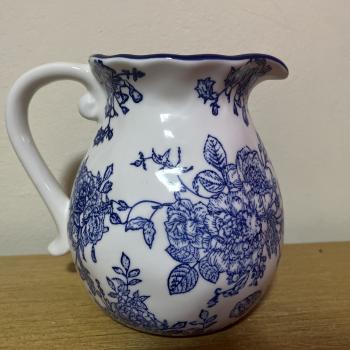 JARRO FLORAL AZUL CERAMICA 17X16CM