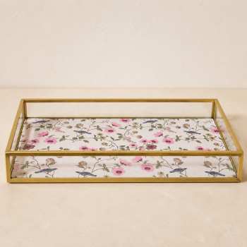 BANDEJA DECORATIVA BLOSSOM GARDEN 25X15X3 DOURADA METAL