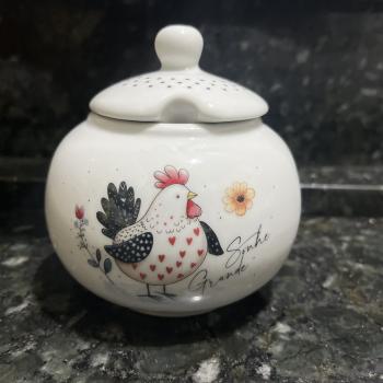 AÇUCAREIRO PORCELANA RETO GALINHA