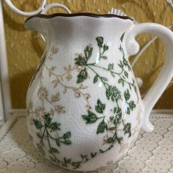 JARRO FLORAL VERDE CERAMICA 17X16CM