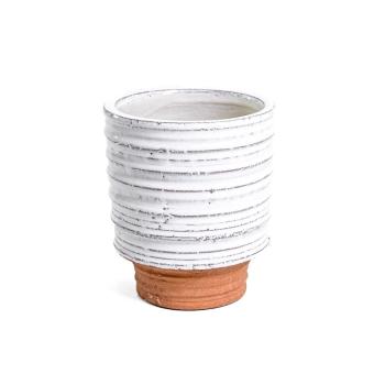 Cachepot Terracota Decorativo Listrado Com Base M