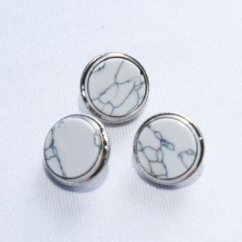 BOTÃO P/ TROMBONE / TROMPETE BRANCO MARMORIZADO MOD.6 - BU01-BR