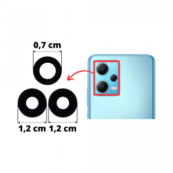LENTE/VIDRO CAMERA REDMI NOTE 12 5G - KIT D-2-12