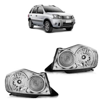 FAROL ECOSPORT 08/12 FOCO SIMPLES MASCARA CROMADA LE