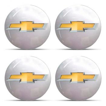 EMBLEMA CALOTA CHEVROLET 48 MM RESINADO CROMADO 4 PCS