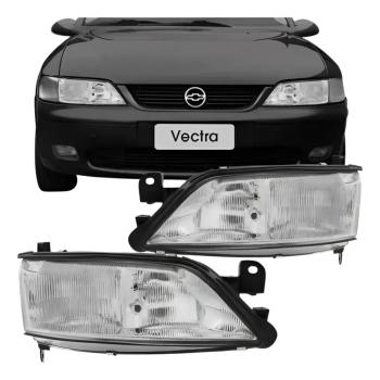 FAROL VECTRA 96/00 LENTE VIDRO FOCO DUPLO MASCARA CROMADA LD