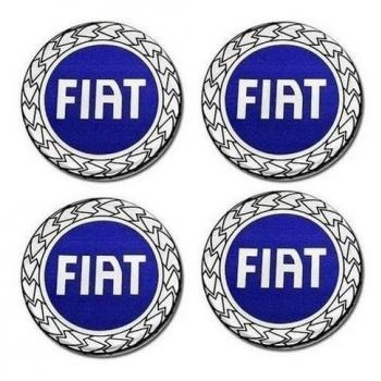 EMBLEMA CALOTA FIAT RESINADO 48 MM AZUL 4 PCS