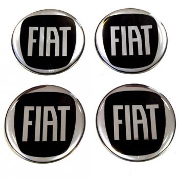 EMBLEMA CALOTA FIAT RESINADO 48MM PRETO/CROMADO