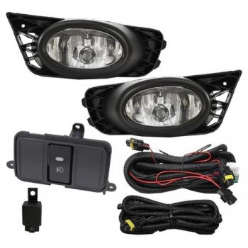 KIT FAROL MILHA CIVIC 09-11 COM MOLDURAS PRETAS E BOTAO MODELO ORIGINAL