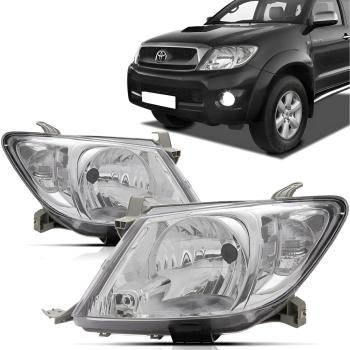 FAROL HILUX 09/11 FOCO SIMPLES C/ SOQUETE MASCARA CROMADA LE