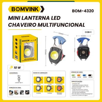 MINI LANTERNA LED CHAVEIRO MULTIFUNCIONAL BOM-4320