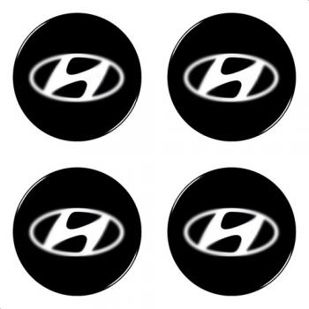 EMBLEMA CALOTA HYUNDAI RESINADO 48 MM PRETO 4 PCS