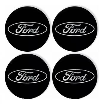 EMBLEMA CALOTA FORD RESINADO 48 MM PRETO 4 PCS