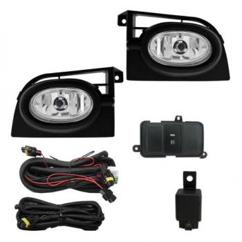 KIT FAROL MILHA CIVIC 07-08 COM MOLDURAS PRETAS E BOTAO MODELO ORIGINAL
