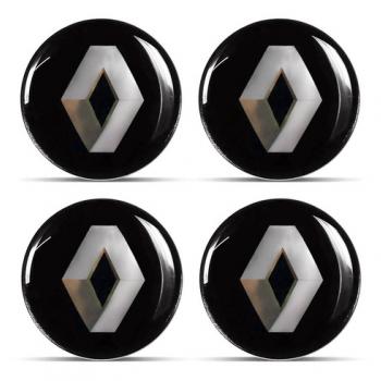 EMBLEMA CALOTA RENAULT RESINADO 48 MM PRETO 4 PCS