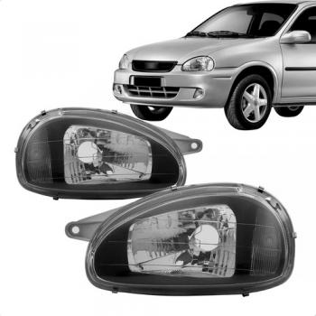 FAROL - CORSA 93/00 LENTE RAIADA CARCACA NEGRA POLICAR - LE