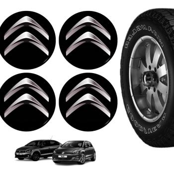 EMBLEMA CALOTA CITROEN RESINADO 48 MM PRETO 4 PCS