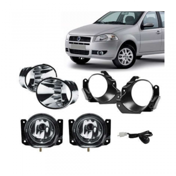 KIT FAROL MILHAS PALIO G4 2008-2009 COM MOLD. CROMADAS (CURTA) E BT UNI.