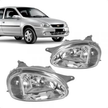 FAROL - CORSA 2000/ LENTE LISA CARCACA CINZA POLICAR - LD