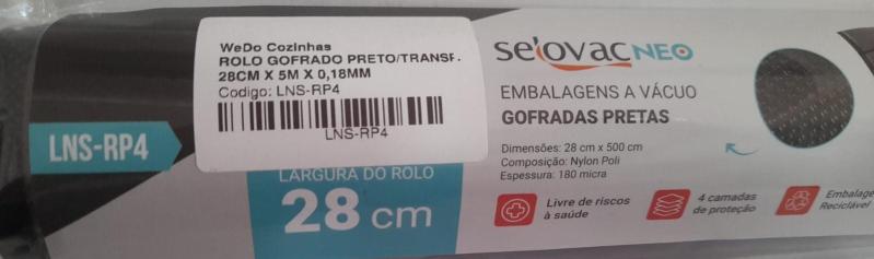 ROLO GOFRADO PRETO/TRANSP. 28CM X 5M X 0,18MM PACOTE