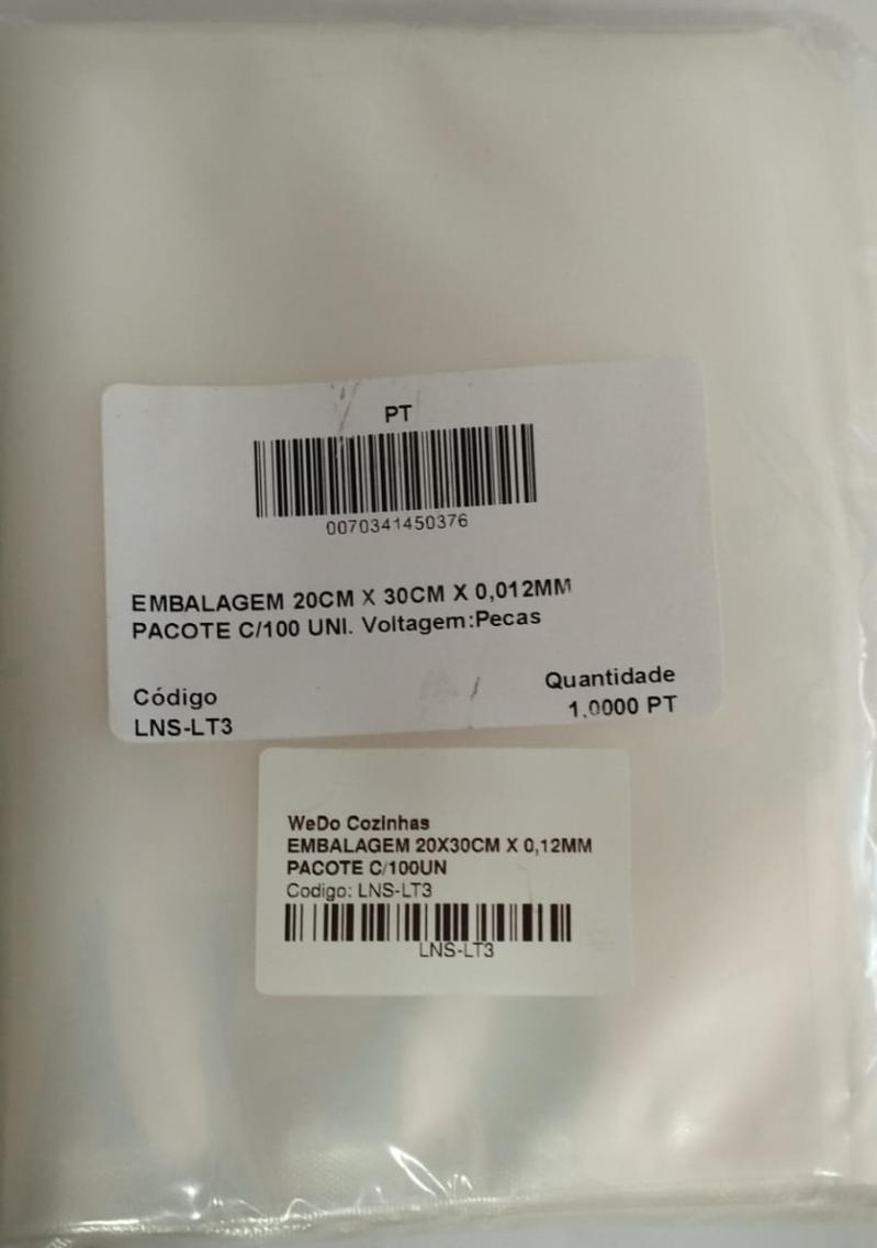 EMBALAGEM 20X30CM X 0,12MM PACOTE C/100UN