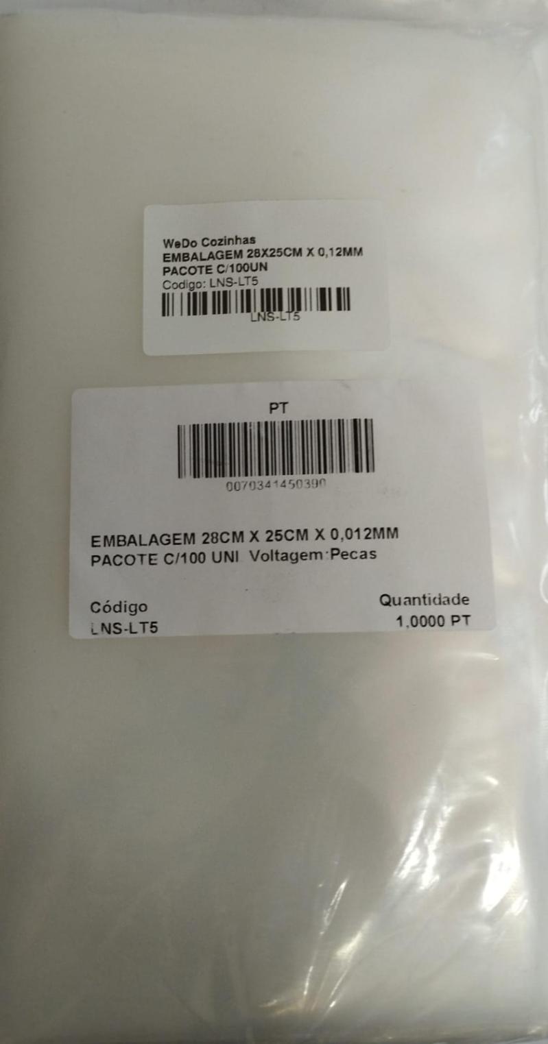 EMBALAGEM 28X25CM X 0,12MM PACOTE C/100UN