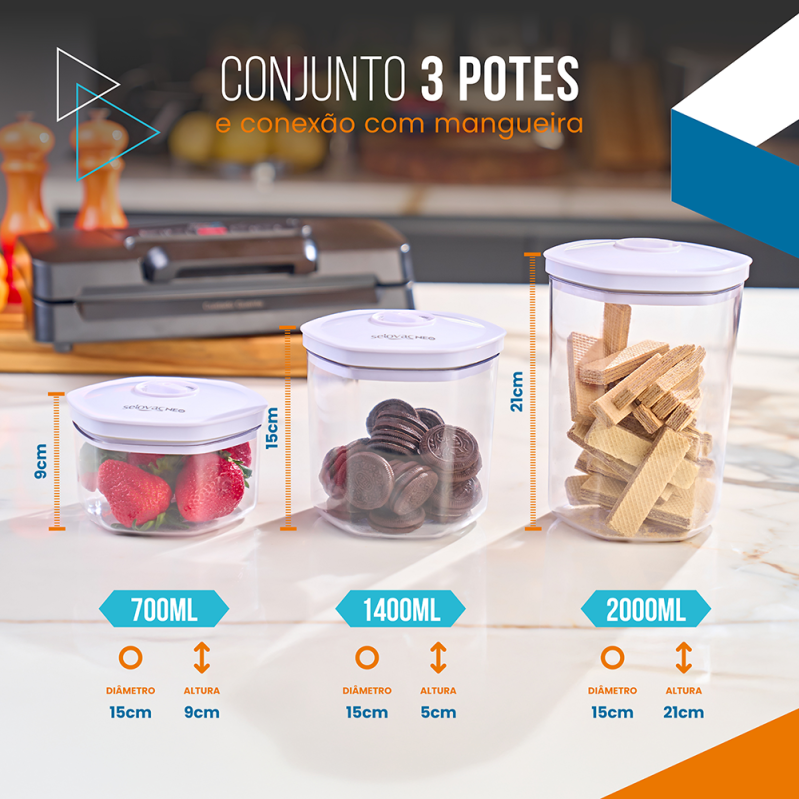 KIT COM 3 POTES PARA VACUO SELOVAC NEO - SCPOT3
