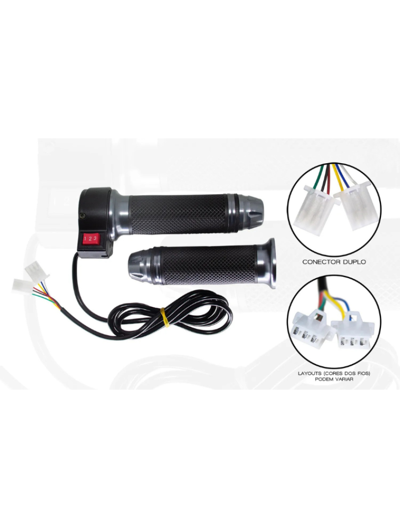 ACELERADOR COM BOTÃO 123 E MANOPLA PLUG FÊMEA GRANDE SCOOTER ELÉTRICA CITYCOCO