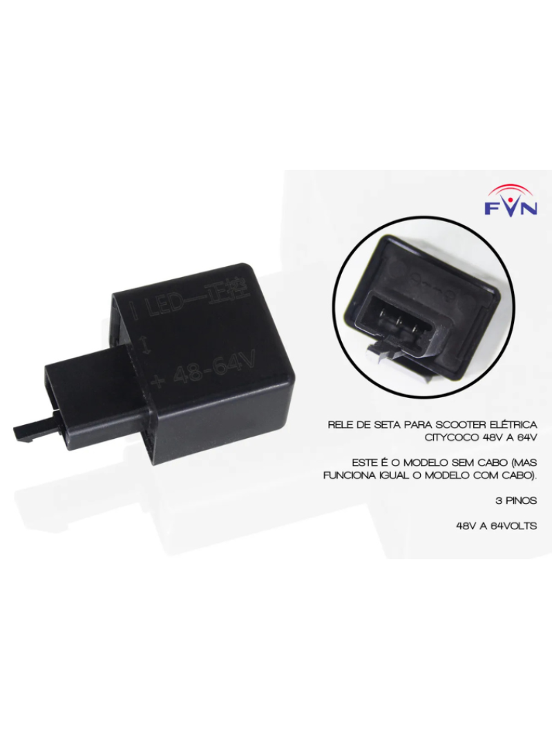RELÉ DE SETAS 48V A 64VOLTS PARA SCOOTER ELÉTRICA CITYCOCO