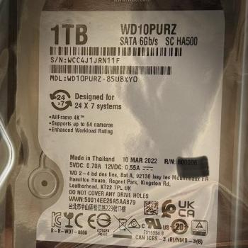 HD SATA2 3.5 5400RPM 64MB 1TB CFTV WD