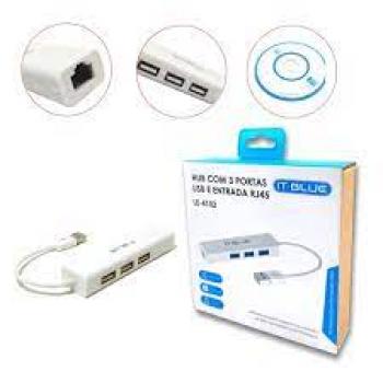 Hub 3 Portas tipo c porta rj45 p/ usb  - it blue~