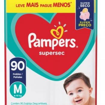 FRALDA PAMPERS SUP SEC HIPER M 90 UN