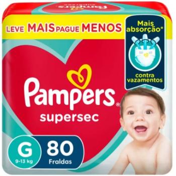 FRALDA PAMPERS SUP SEC HIPER G 80 UN