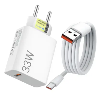Carregador De Celular Tipo-C 33w Fonte Usb + Cabo 1m Xiaomi