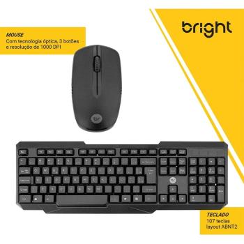 Kit Teclado Mouse Wireless Slim 2 Bright