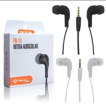 FONE INTRA-AURICULAR COM FIO P3 PRETO 1.2M (F0-11) PMCELL