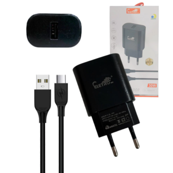 Carregador De Celular Tipo-C 30w Fonte 1 Usb Cabo 1m -4024 EletroMex