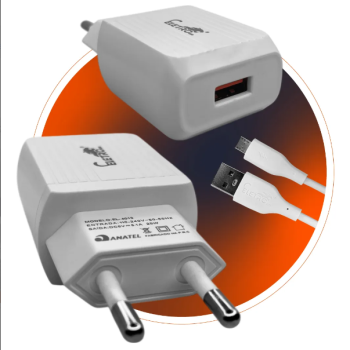 Carregador De Celular V8 25w Fonte 2 Usb-A Cabo 1m -4010 EletroMex