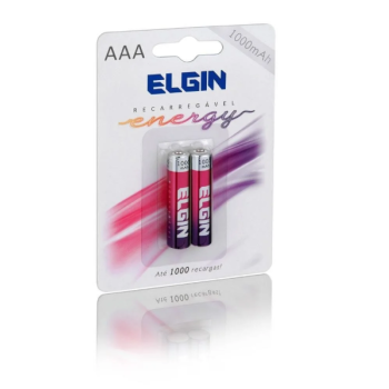 Pilha Recarregavel AAA Palitio 1000 mAh c/2 Elgin
