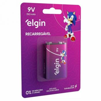 Bateria 9V Recarregavel 250 Mah Elgin