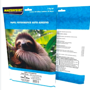 Papel Fotografico GLOSSY AUTO ADESIVO 115g A4 - 50FOLHAS