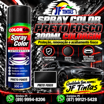 SPRAY COLOR PRETO FOSCO 300ML COLORGIN