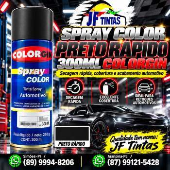 SPRAY COLOR PRETO RAPIDO 300ML COLORGIN.