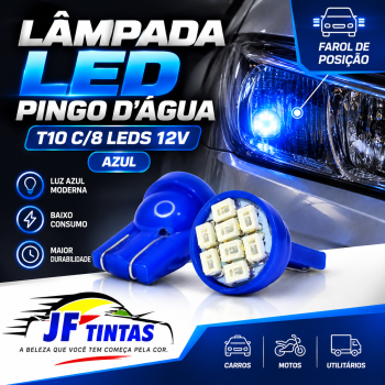 lampada LED Pingo dagua T10 C/8 Leds 12V AZUL!!