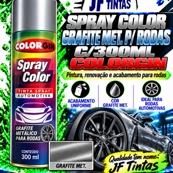 SPRAY COLOR GRAFITE MET. P/ RODAS C/300ML COLORGIN.