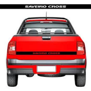 ADESIVO TAMPA TRAZEIRA SAVEIRO CROSS 14/18 PAPEL TRANSPARENTE COR PRETO