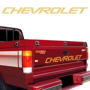 ADESIVO NOME CHEVROLET TRAZEIRO D-20 PAP. TRANSPARENTE COR DOURADO
