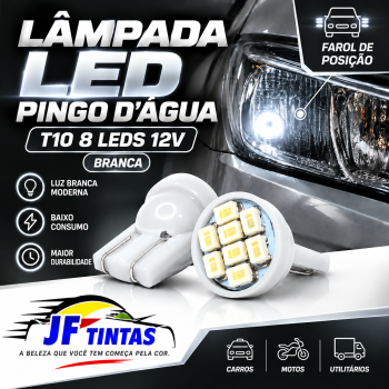 lampada LED Pingo dagua T10 8 Leds 12V Branca!!